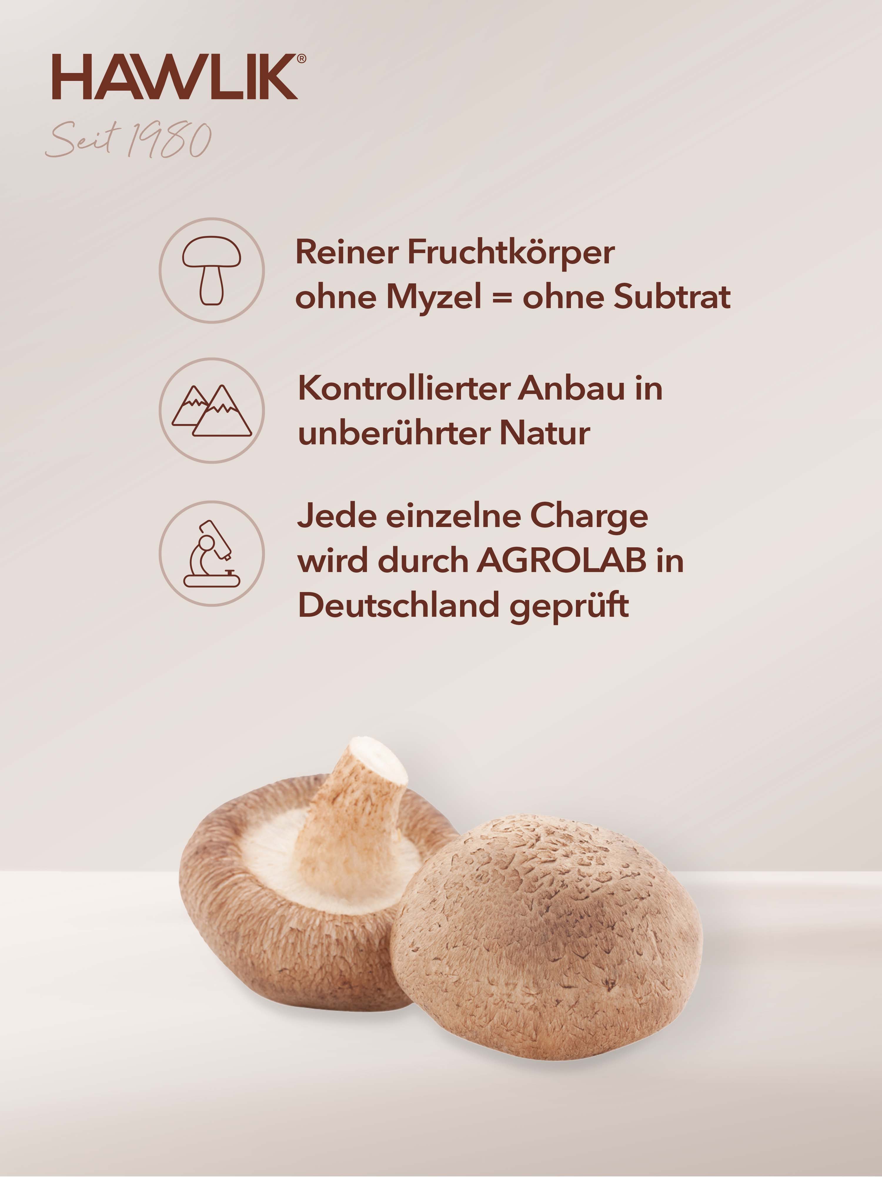 HAWLIK organic shiitake extract + powder capsules