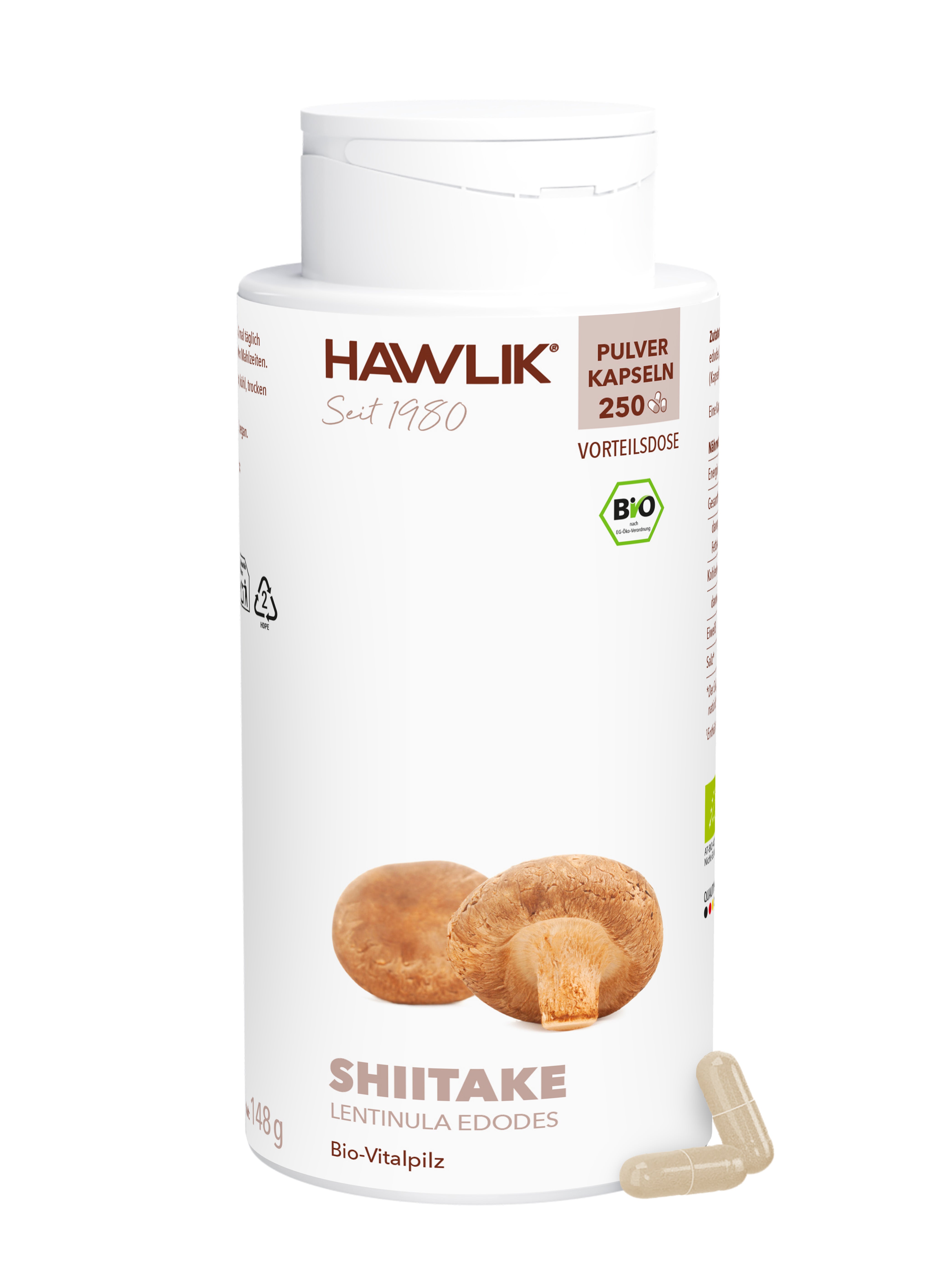 HAWLIK Bio Shiitake 250 Pulver Kapseln
