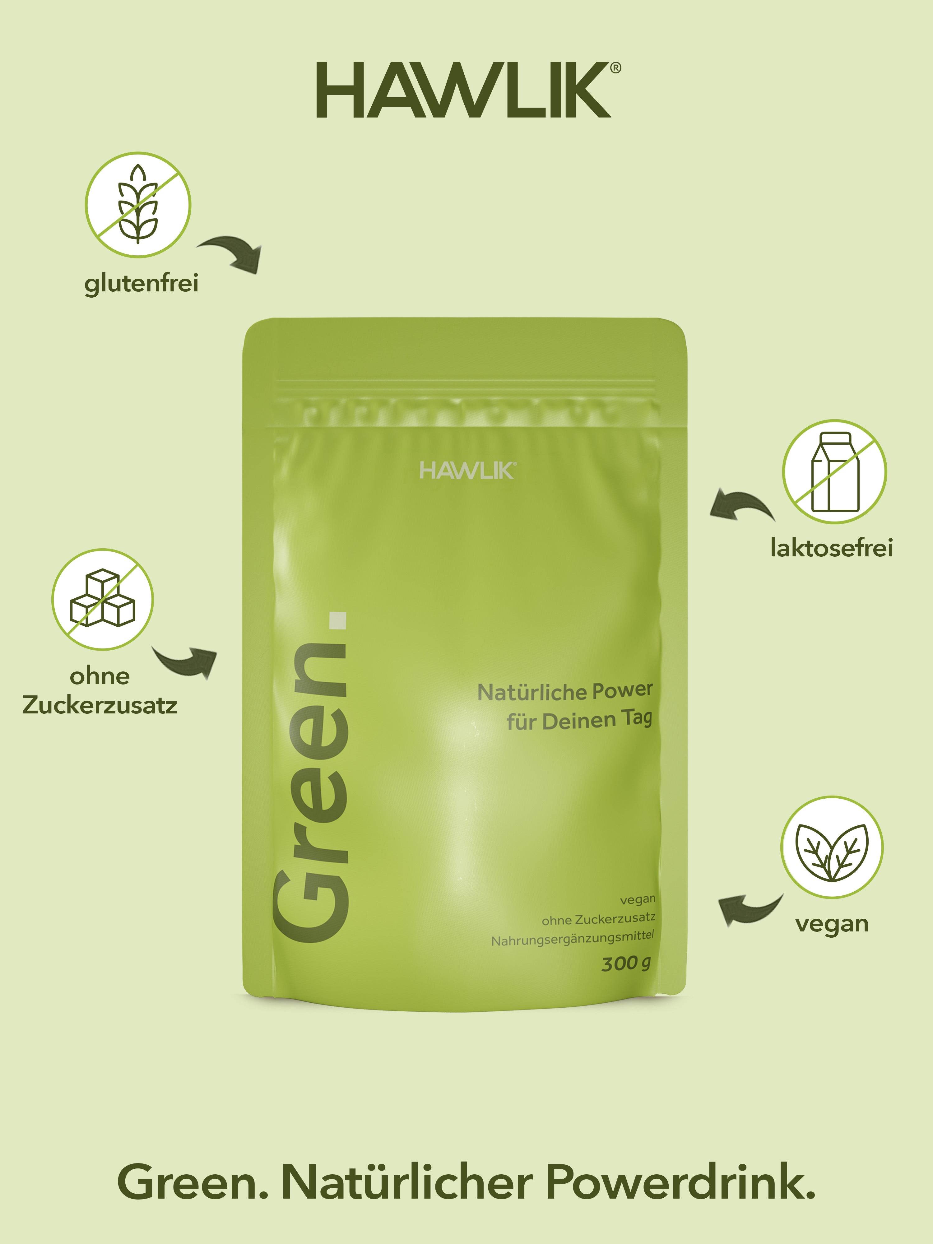 Green Natürlicher Powerdrink mit Vorteilen: Glutenfrei ohne Zuckerzusatz, laktosefrei und vegan