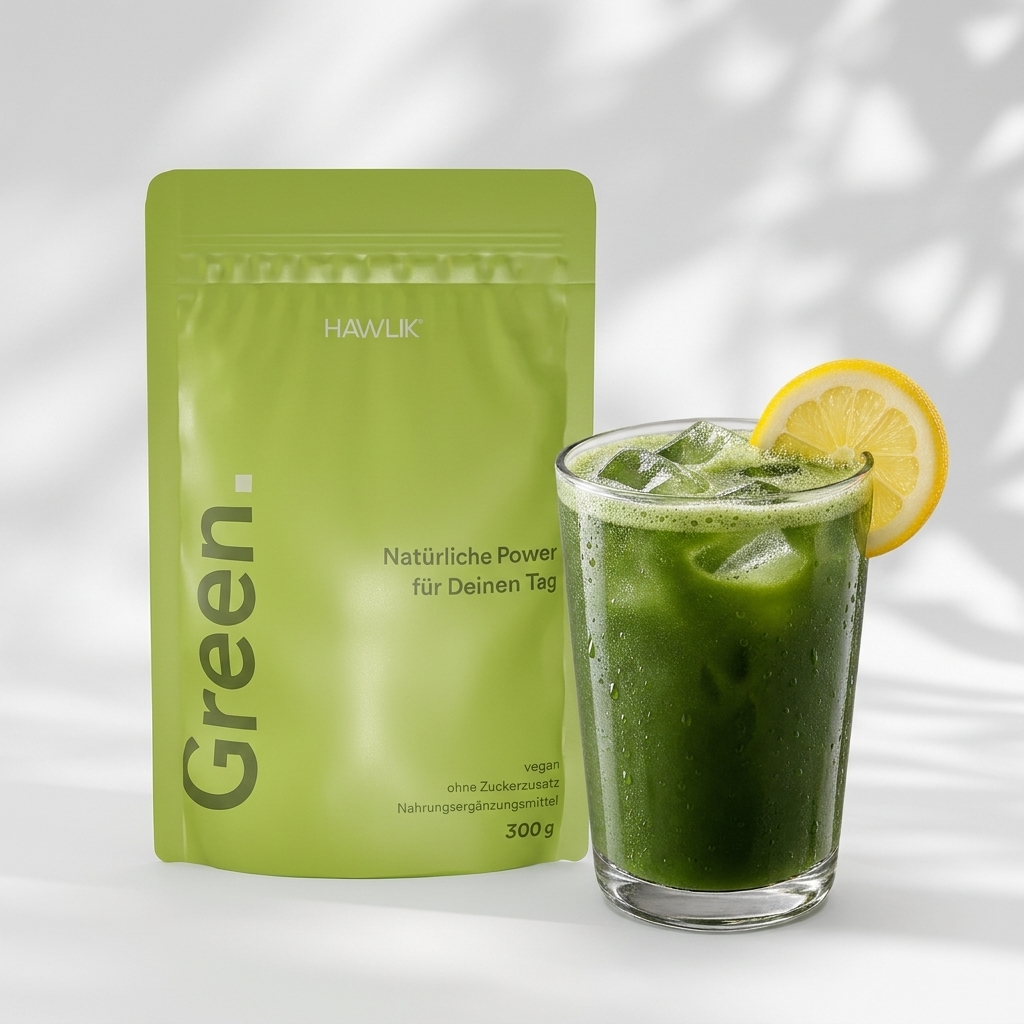mymagic Green Verpackung mit Glas und Zitronenscheibe