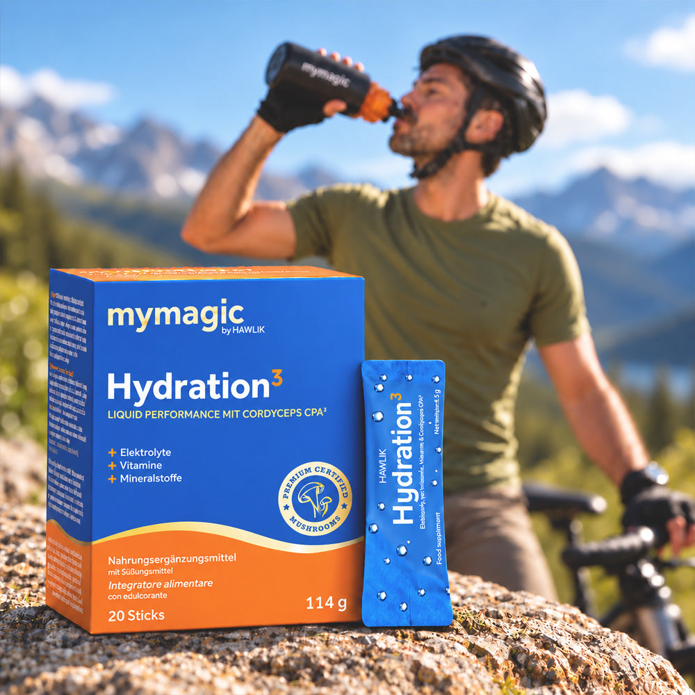 mymagic Hydration Verpackung, Stick und Fahrradfahrer