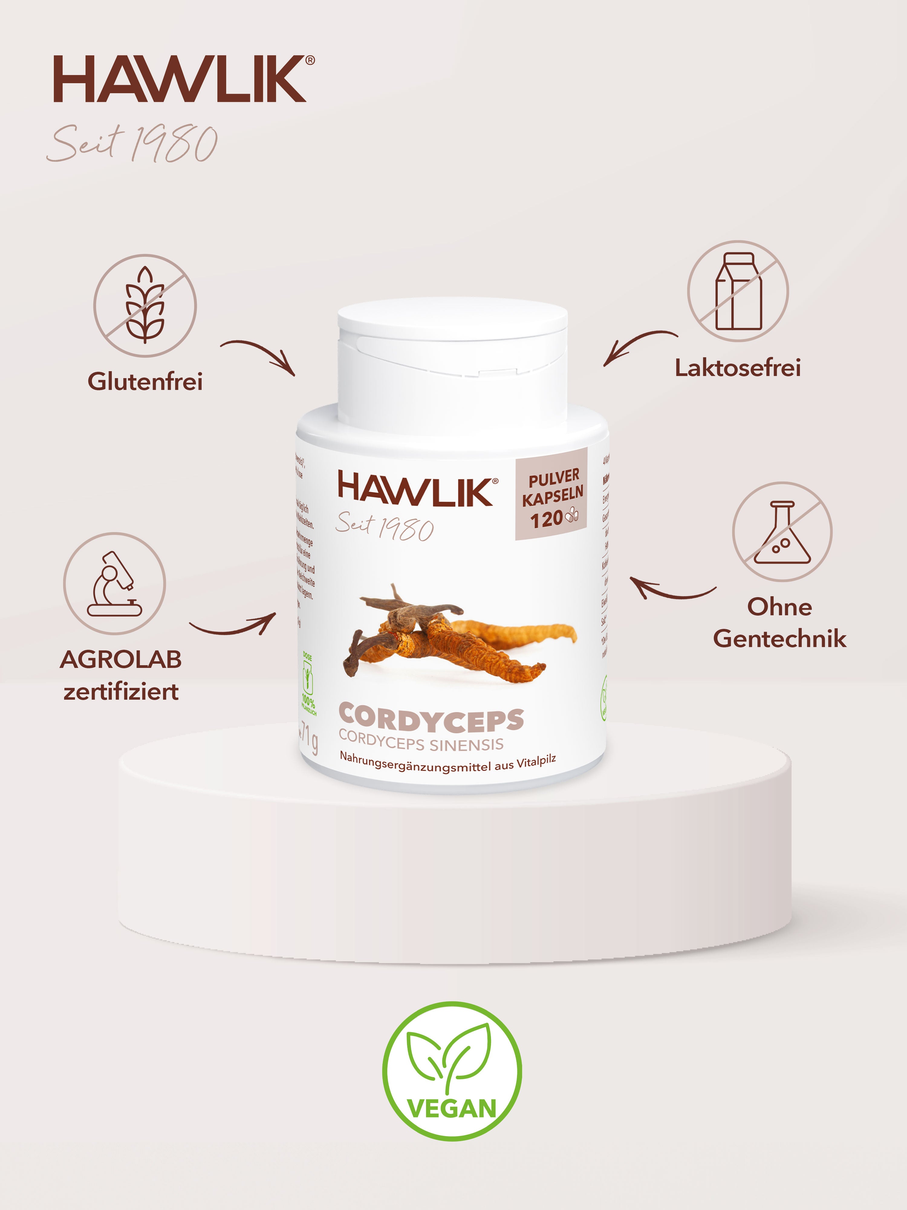 HAWLIK Cordyceps Pulver Kapseln