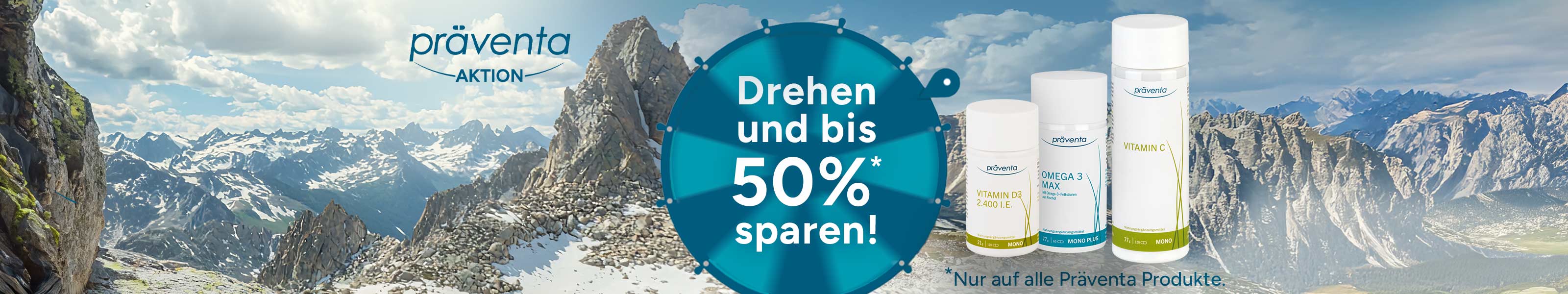 Drehen uns spraren bis zu 50% auf alle Präventa Produkte 
