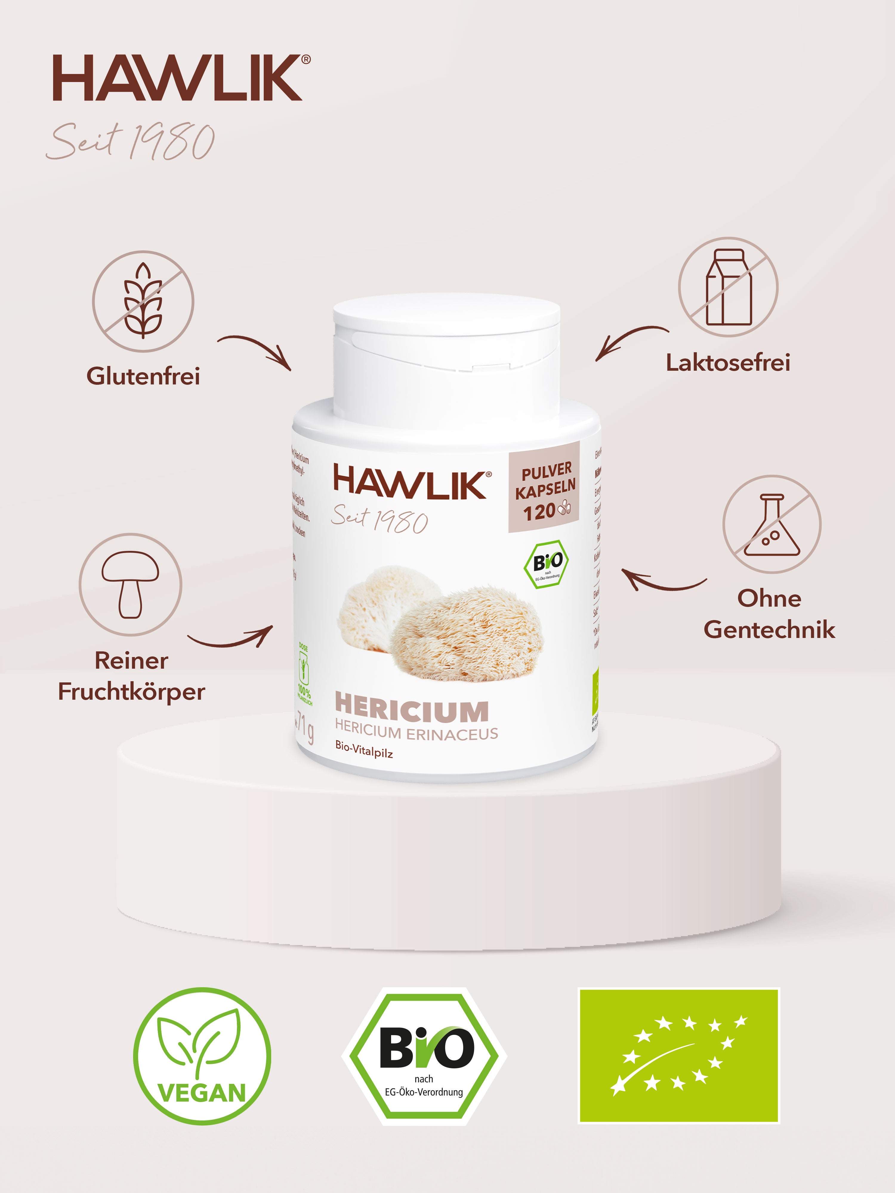 HAWLIK Bio Hericium Pulver Kapseln