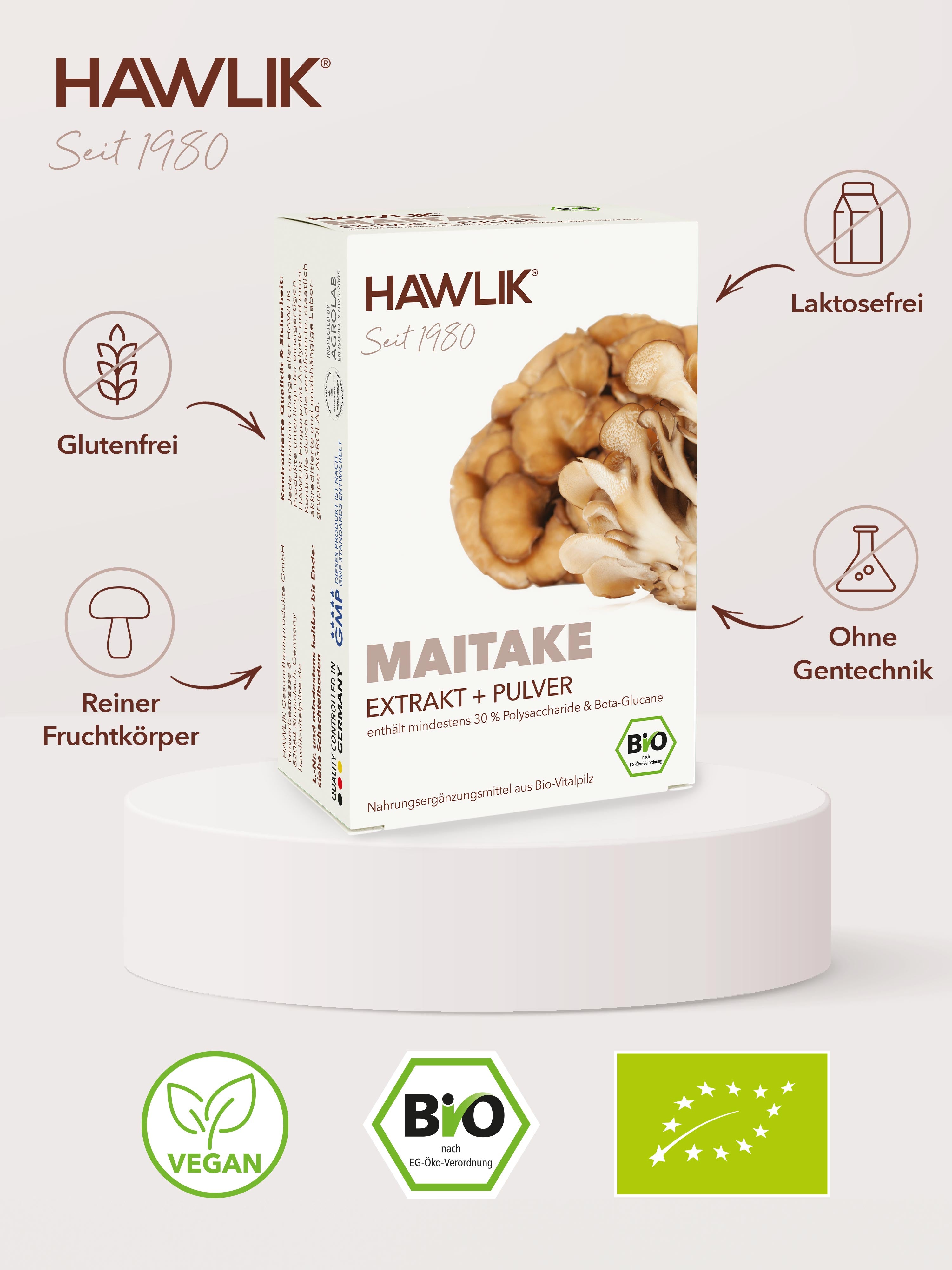 HAWLIK Bio Maitake Extrakt + Pulver Kapseln