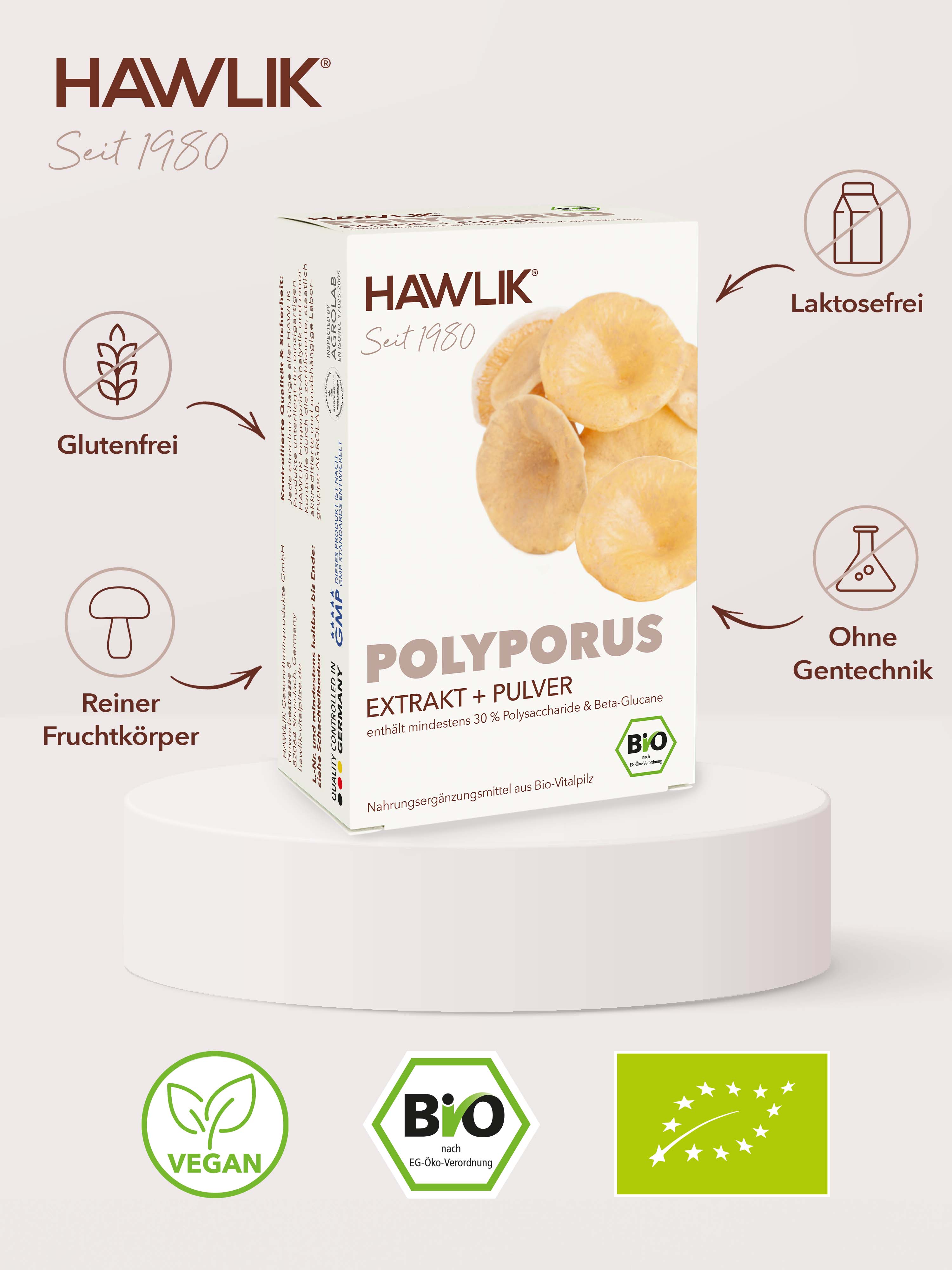 HAWLIK Organic Polyporus Extract+Powder Capsules