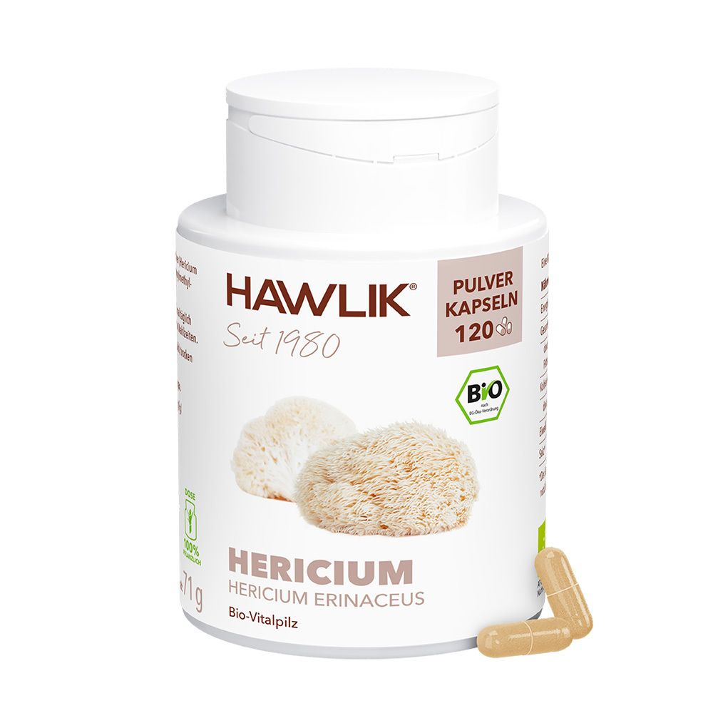 HAWLIK Bio Hericium (Lion´s mane) 120 Pulver Kapseln