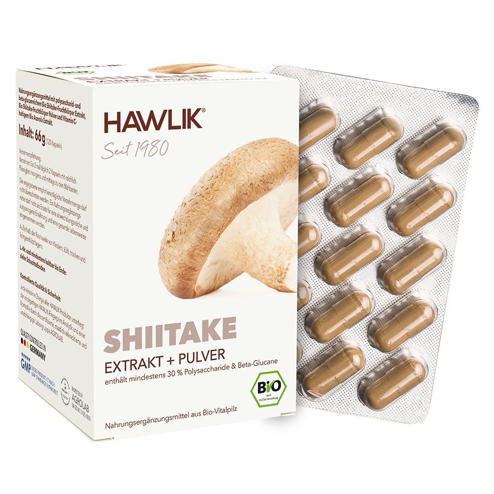 HAWIK Bio Shiitake Extrakt plus Pulver 120 Kapseln
