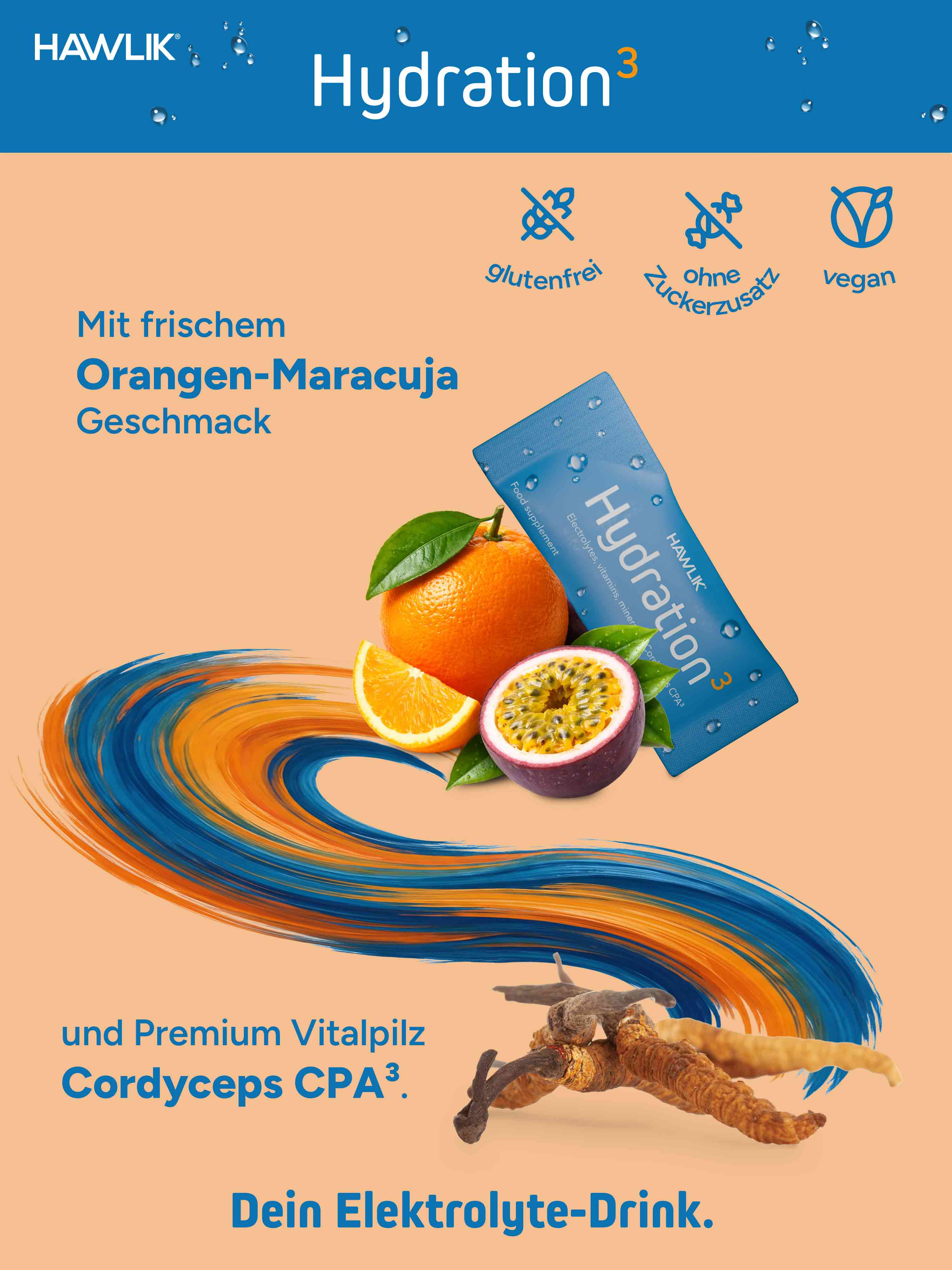 Hydration Pulver Sticks glutenfrei, ohne Zuckerzusatz und vegan