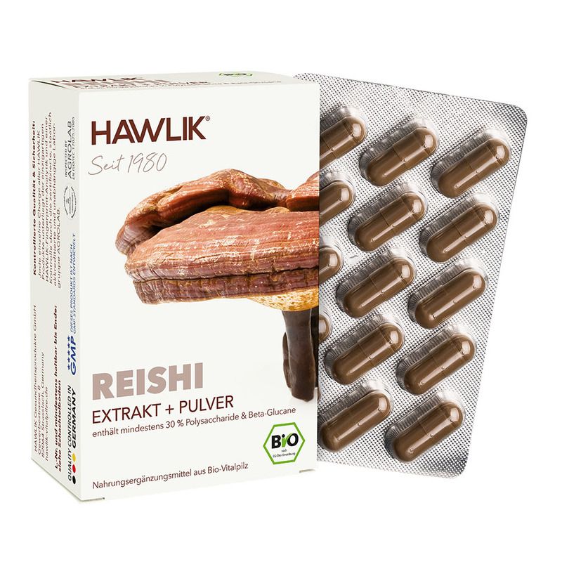 HAWLIK Bio Reishi Extrakt + Pulver Kapseln 60
