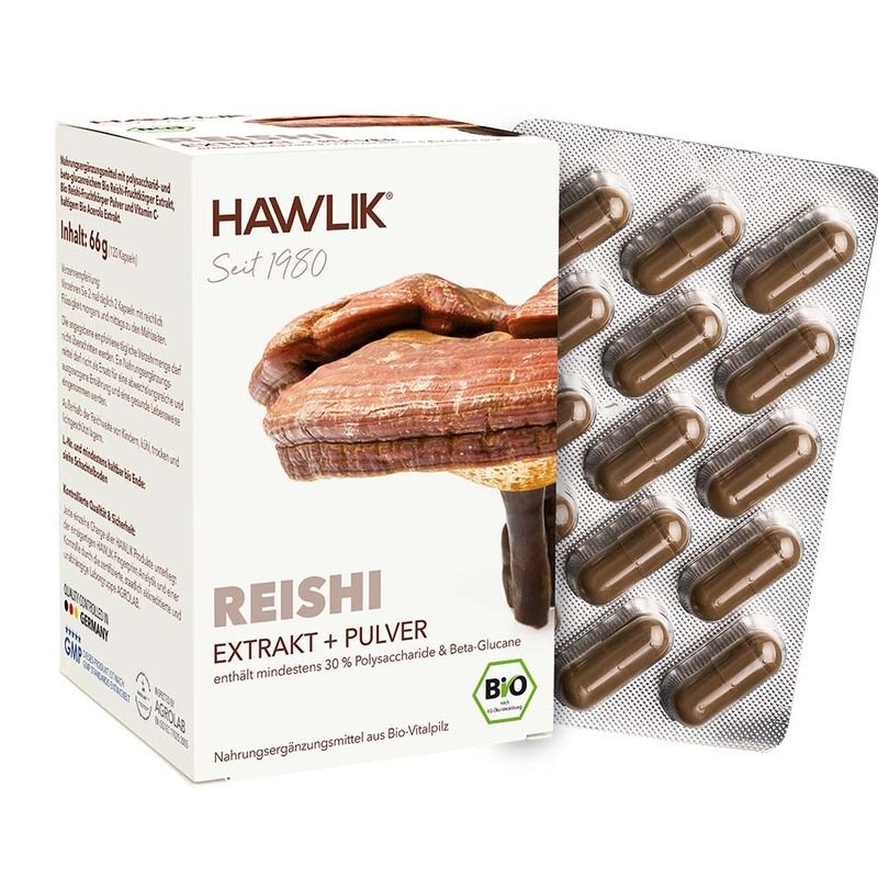 HAWLIK Bio Reishi Exktrakt + Pulver Kapseln 120