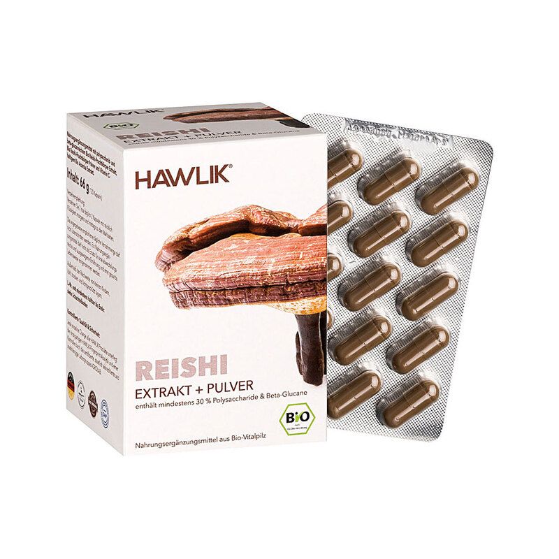 HAWLIK Bio Reishi Exktrakt + Pulver Kapseln 120